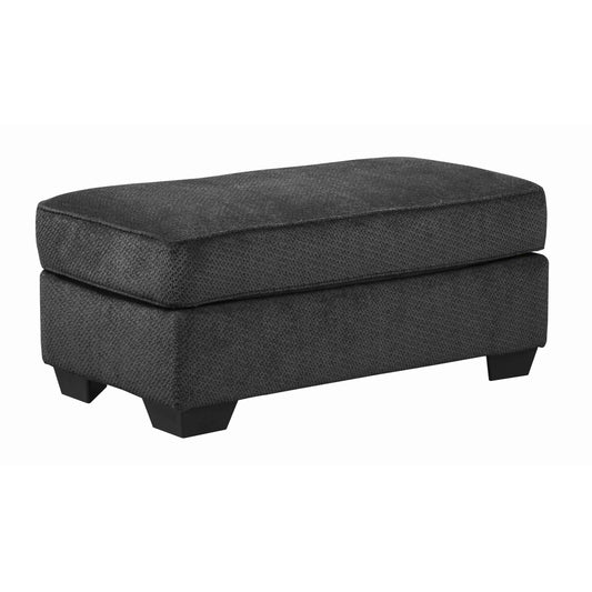 Rectangular Textured Fabric Upholstered Ottoman, Charcoal Gray By Benzara | Ottomans | Modishstore