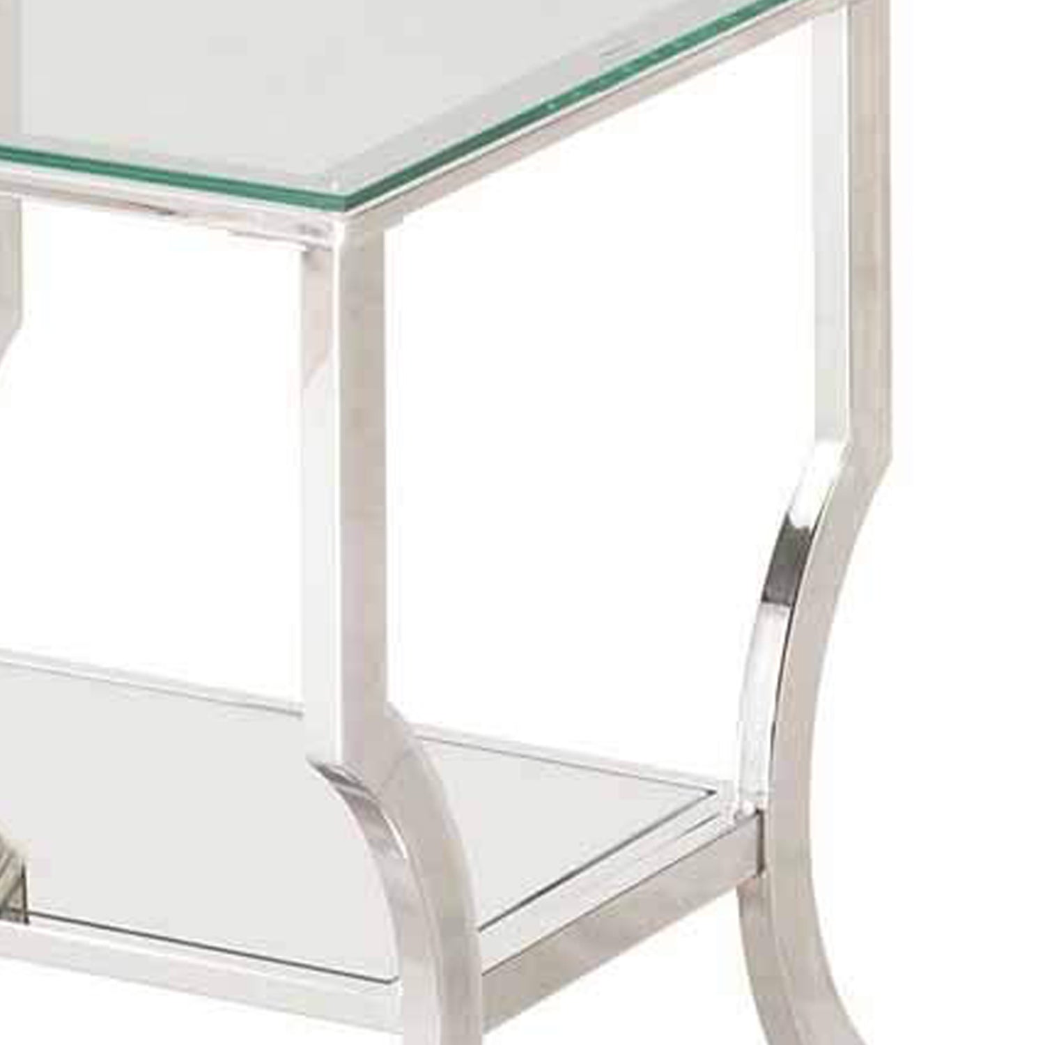 Glass Top End Table with Mirrored Bottom Shelf, Clear and Silver By Benzara | End Tables | Modishstore - 3