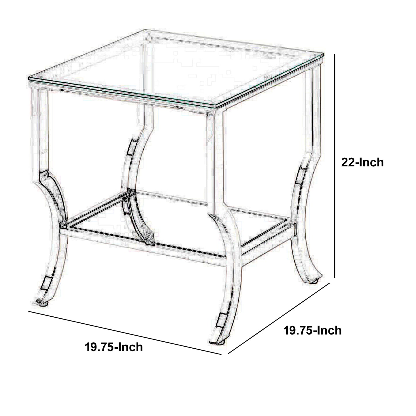 Glass Top End Table with Mirrored Bottom Shelf, Clear and Silver By Benzara | End Tables | Modishstore