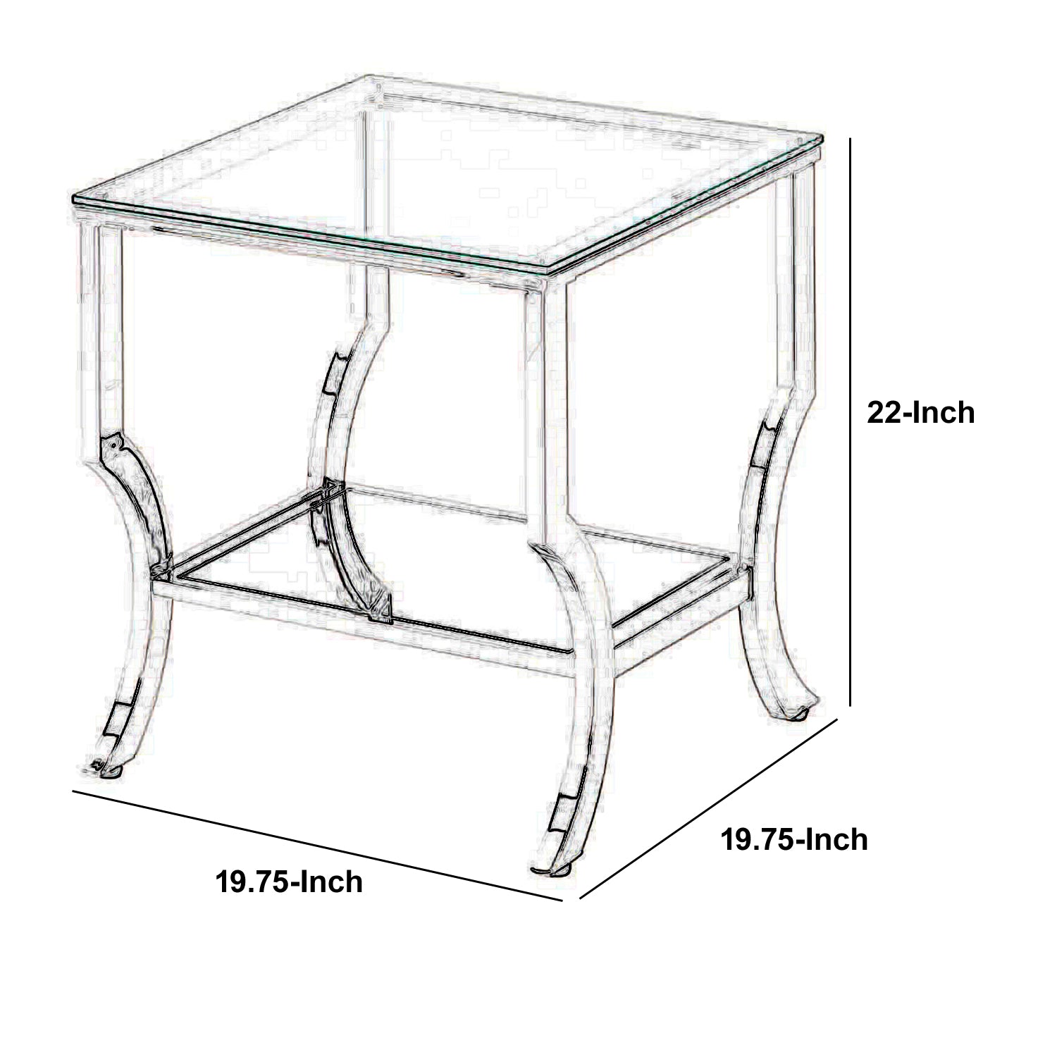 Glass Top End Table with Mirrored Bottom Shelf, Clear and Silver By Benzara | End Tables | Modishstore