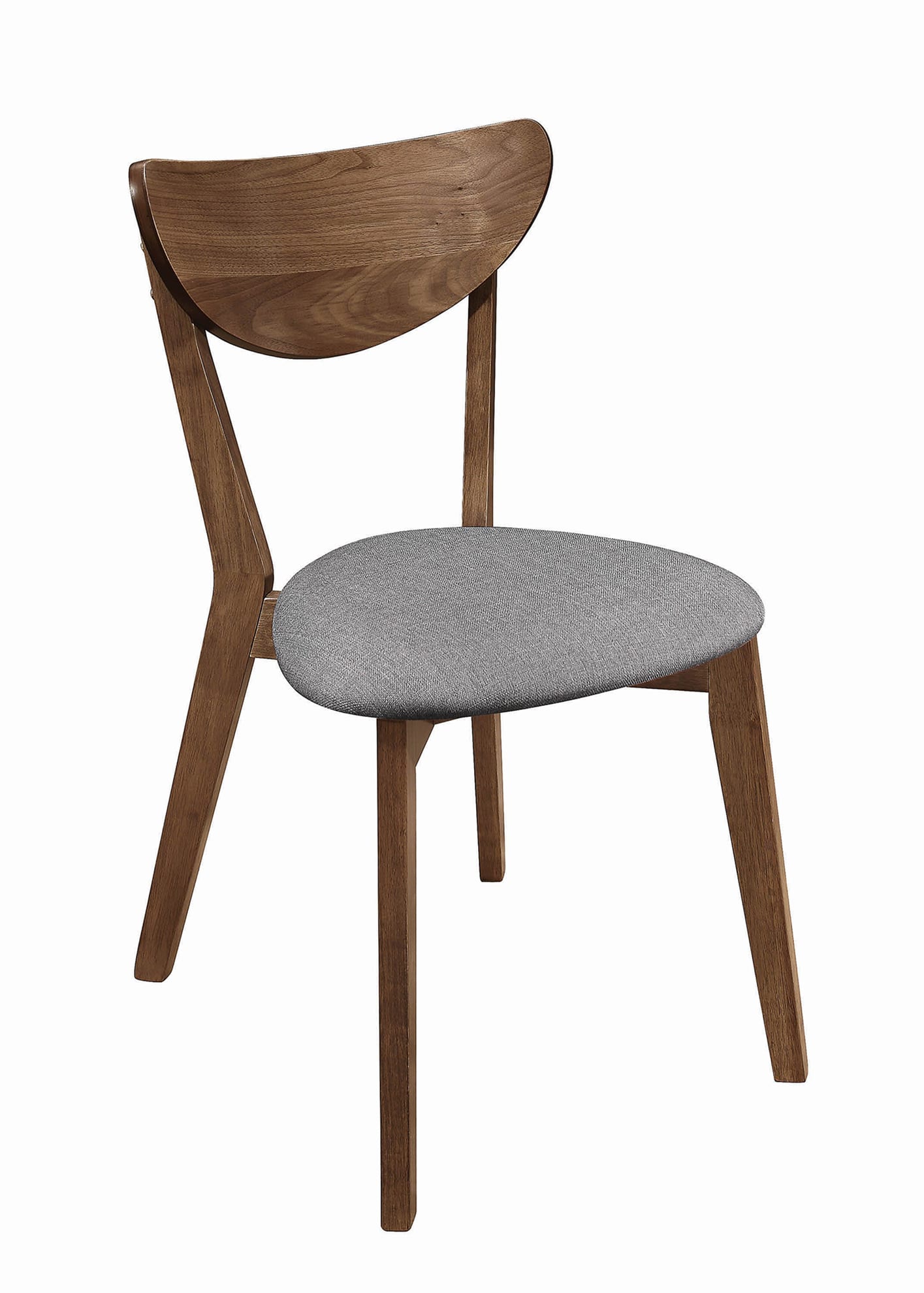 Wooden Plectrum Shape Padded Seat Dining Chair, Set of 2, Brown and Gray By Benzara | Dining Chairs | Modishstore - 4