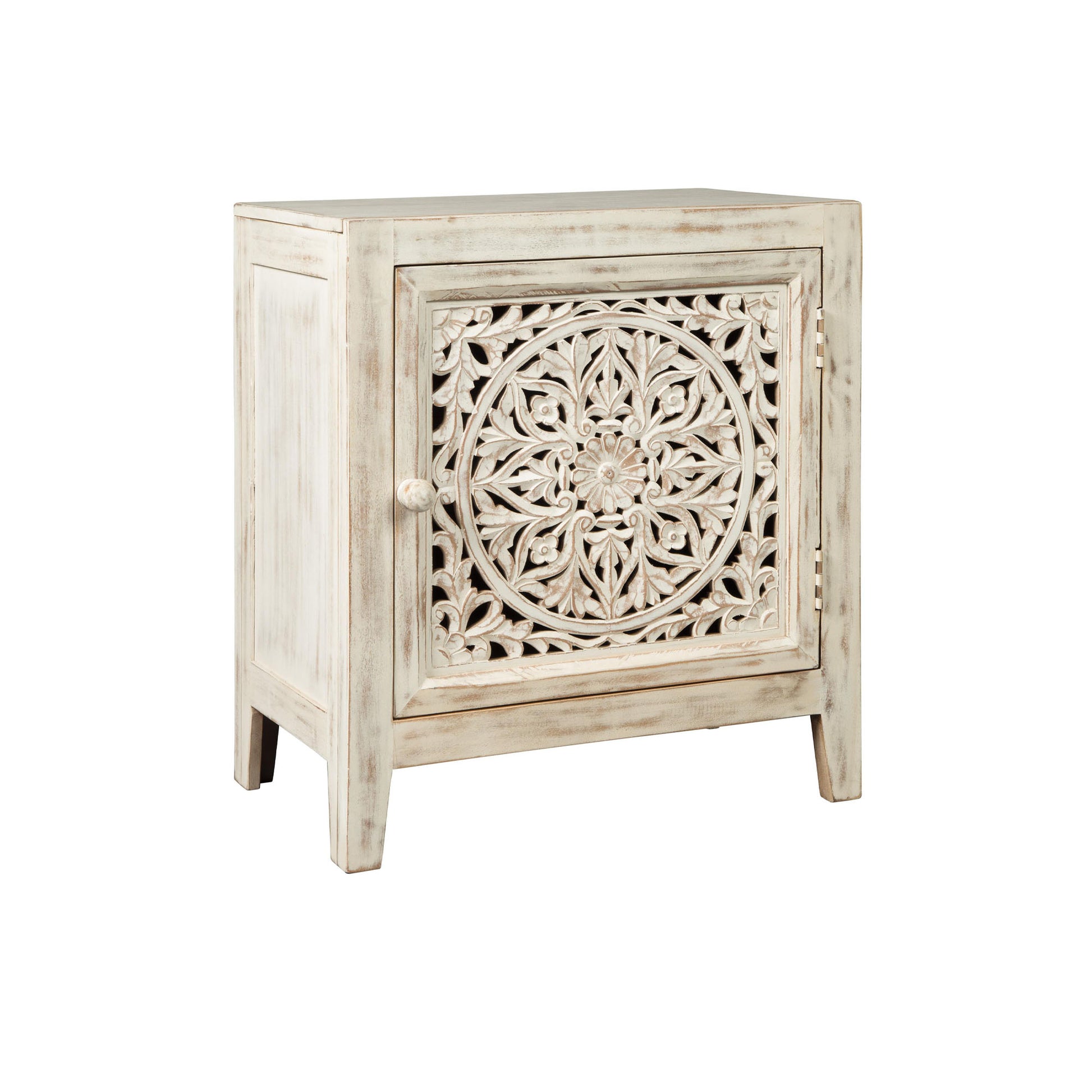 Wooden Accent Cabinet with Single Door, Antique White By Benzara | Cabinets | Modishstore