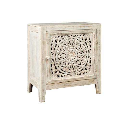 Wooden Accent Cabinet with Single Door, Antique White By Benzara | Cabinets | Modishstore