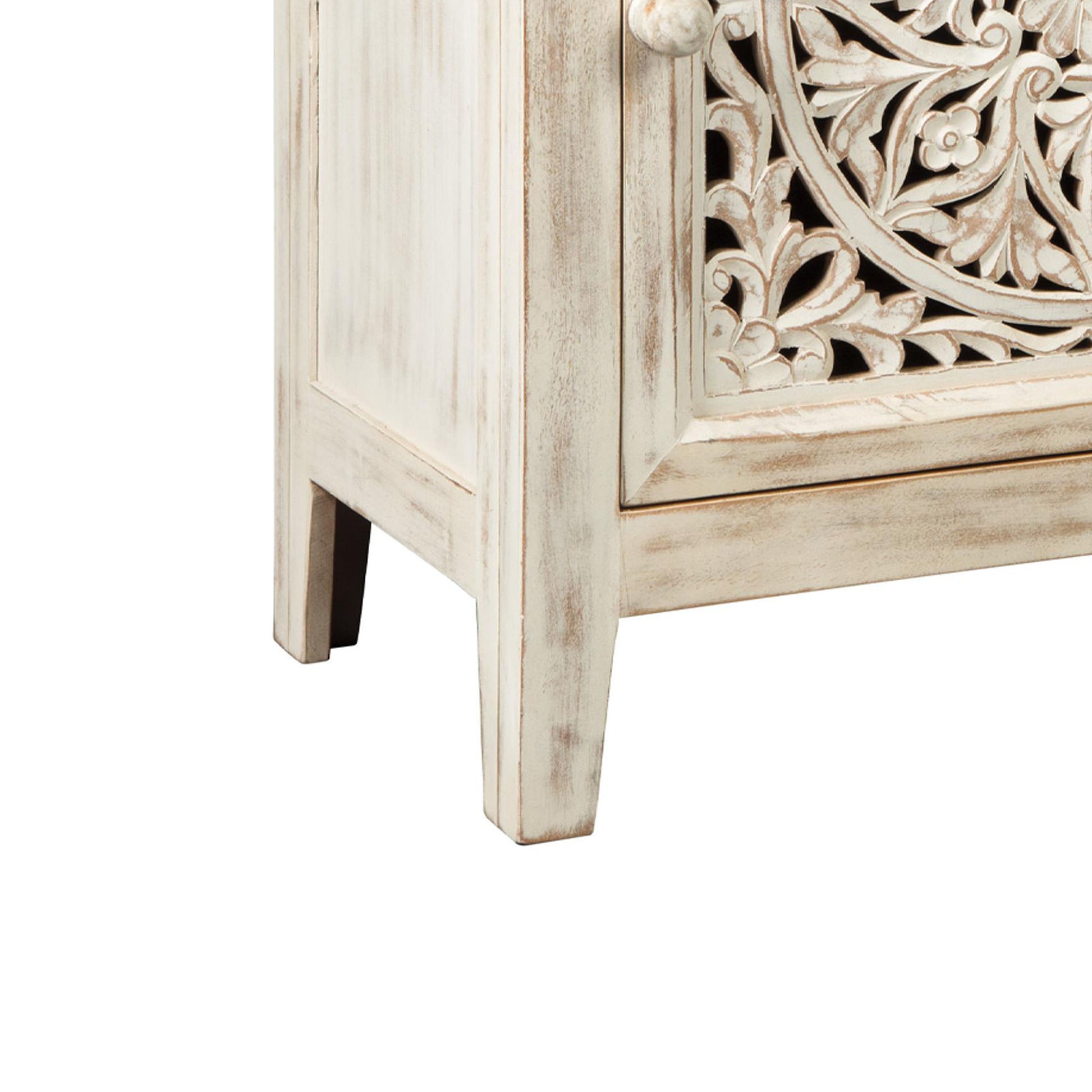 Wooden Accent Cabinet with Single Door, Antique White By Benzara | Cabinets | Modishstore - 5