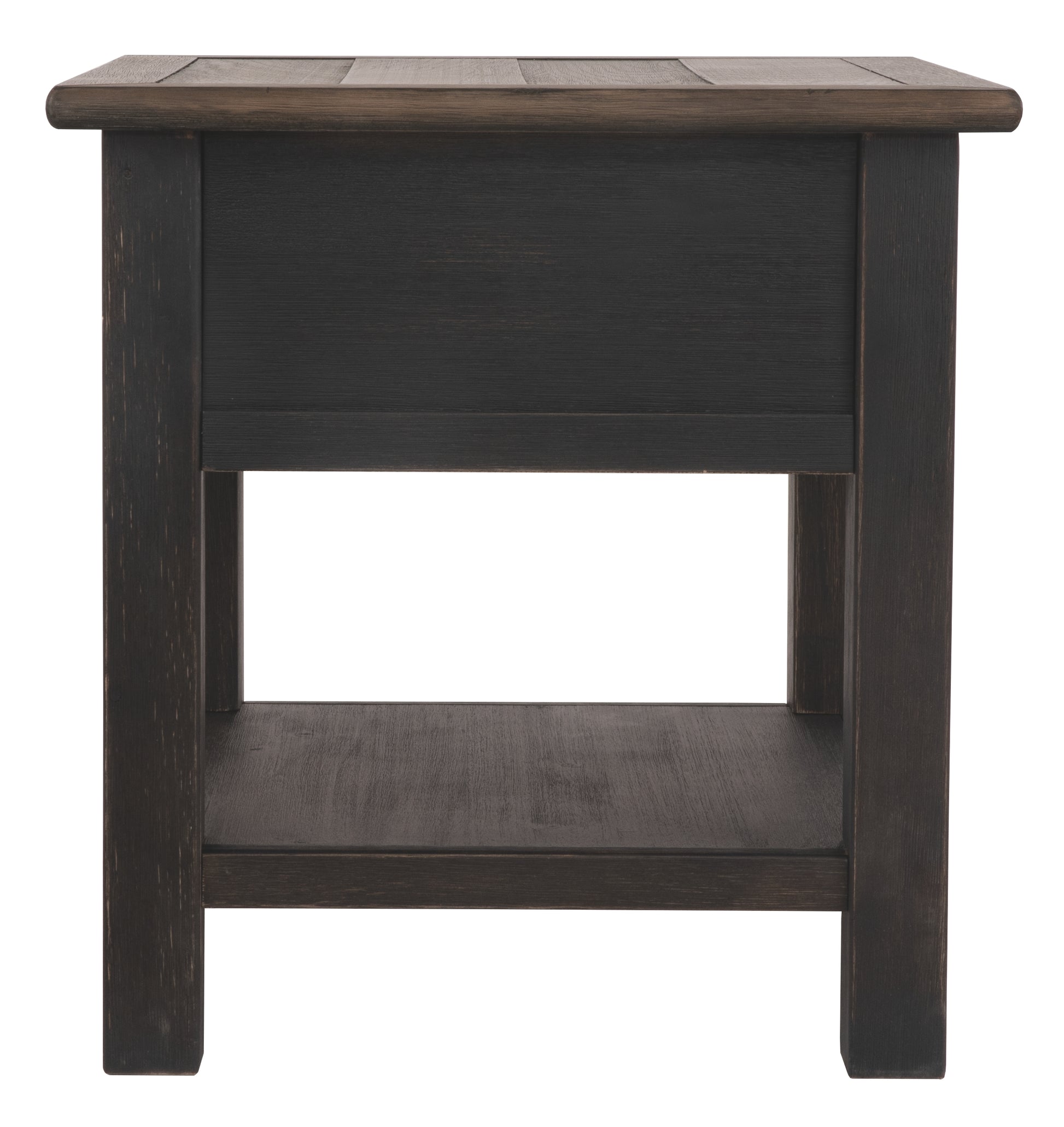 Wooden End Table with One Drawer and One Shelf, Brown and Black By Benzara | End Tables | Modishstore - 5