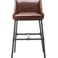 Leatherette Bar Stool with Riveted Metal Backing, Brown and Black By Benzara | Bar Stools | Modishstore - 5