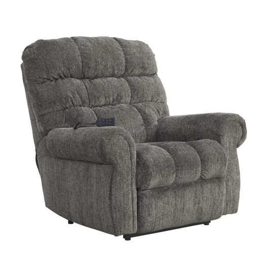 Upholstered Metal Frame Power Lift Recliner with Tufted Seat and Back, Gray By Benzara | Recliners | Modishstore