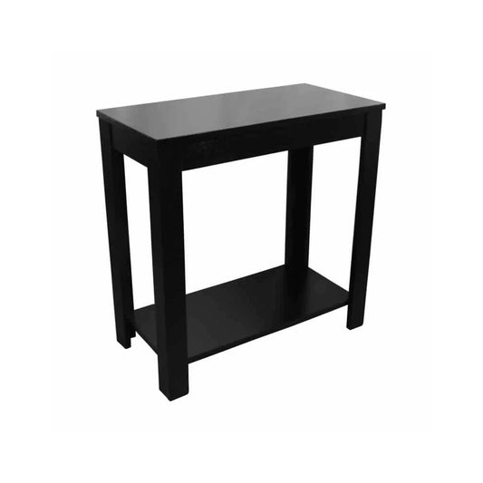 Wooden Chairside Table with Bottom Shelf and Block Legs, Black By Benzara | End Tables | Modishstore