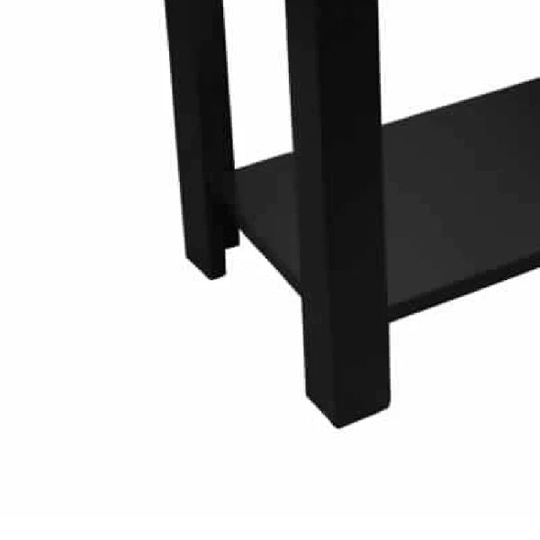 Wooden Chairside Table with Bottom Shelf and Block Legs, Black By Benzara | End Tables | Modishstore - 2