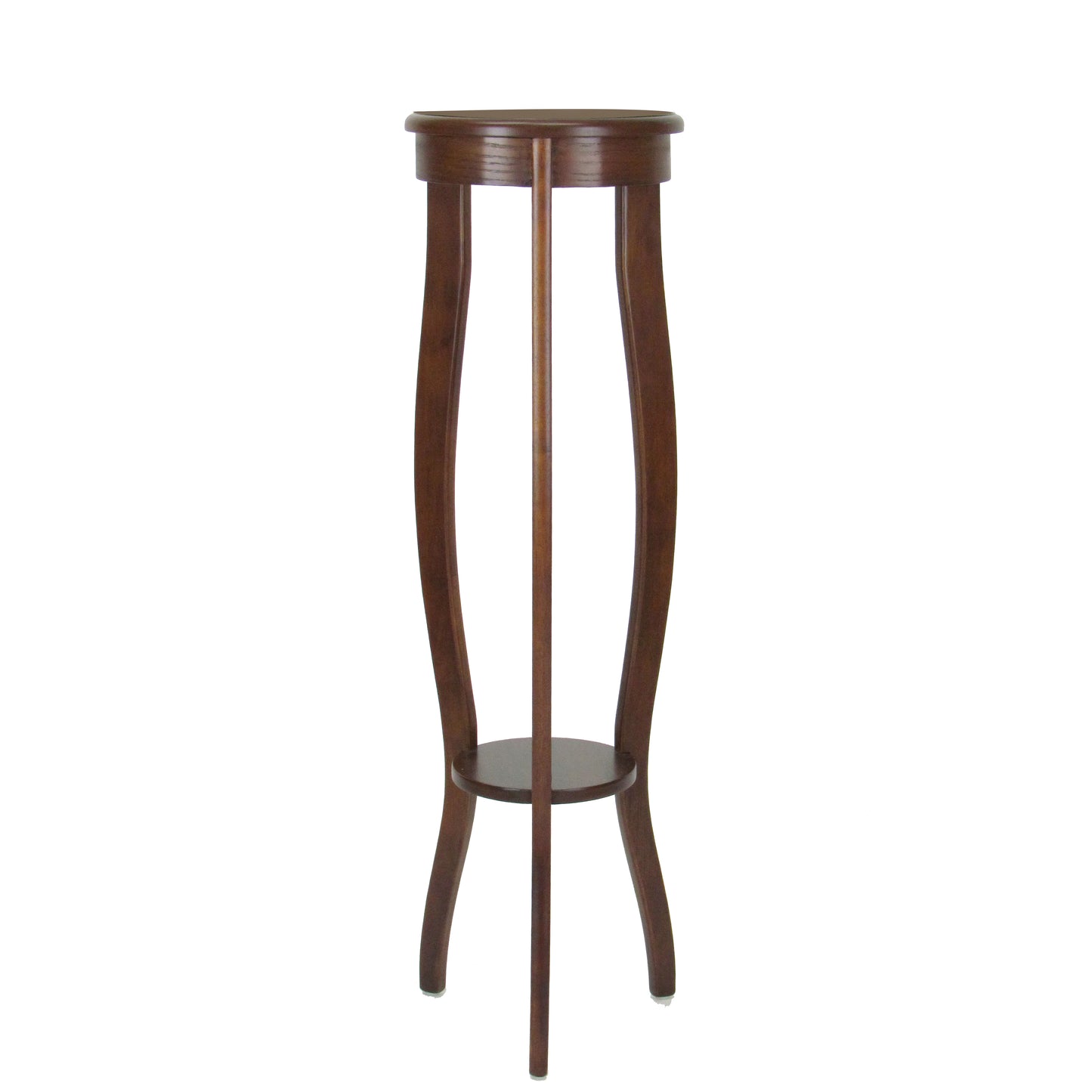 Round Pedestal Stand with Open Bottom Shelf and Flared Legs, Brown By Benzara | Hooks & Racks | Modishstore - 3