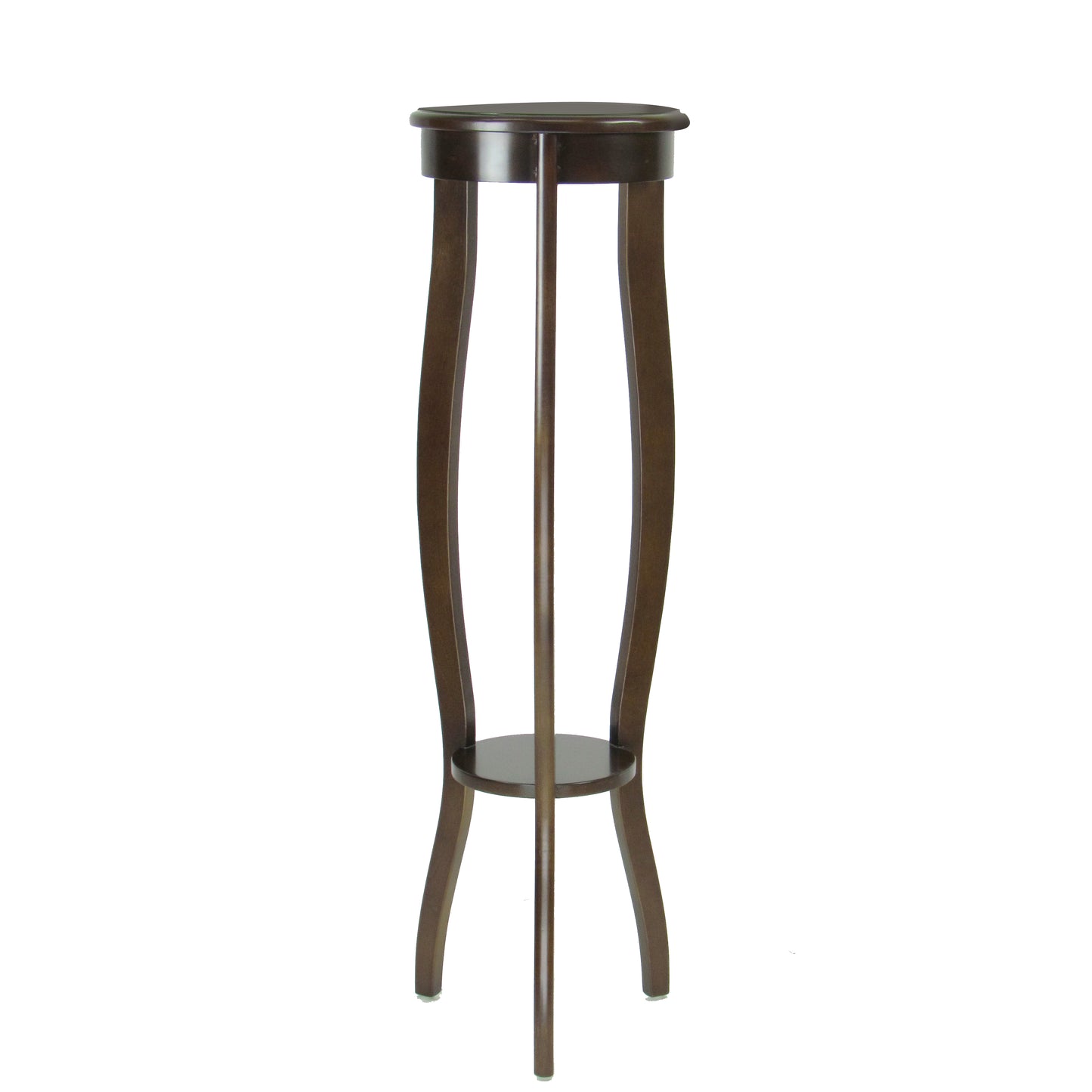 Round Pedestal Stand with Open Bottom Shelf and Flared Legs, Brown By Benzara | Hooks & Racks | Modishstore - 2