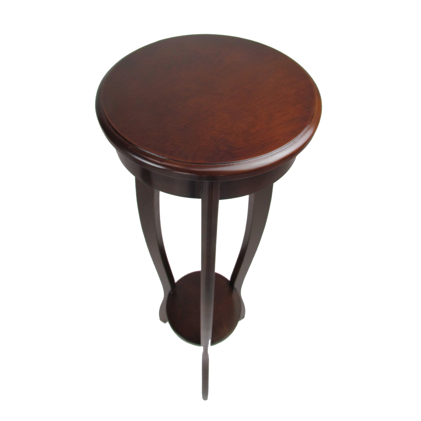 Round Pedestal Stand with Open Bottom Shelf and Flared Legs, Brown By Benzara | Hooks & Racks | Modishstore