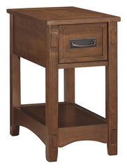 1 Drawer Chair Side End Table with Open Bottom Shelf, Brown By Benzara