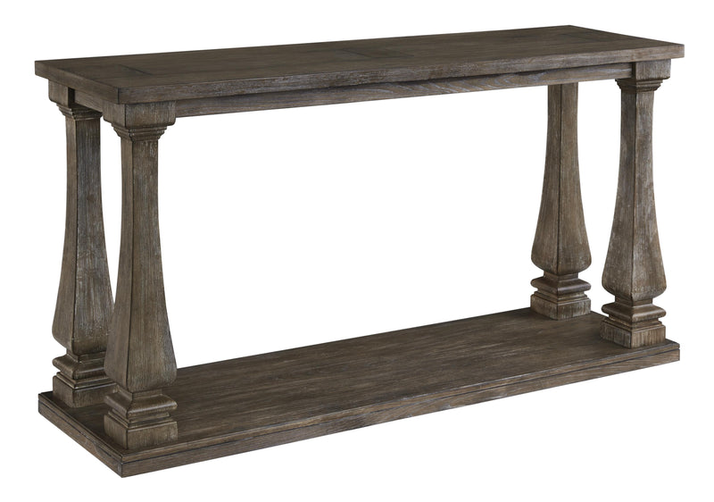 Rectangular Wooden Sofa Table with Square Baluster Legs, Taupe Brown By Benzara | End Tables | Modishstore