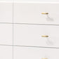 6 Drawer Wooden Dresser with Metal Hairpin Legs, White and Gold By Benzara | Dressers | Modishstore - 2