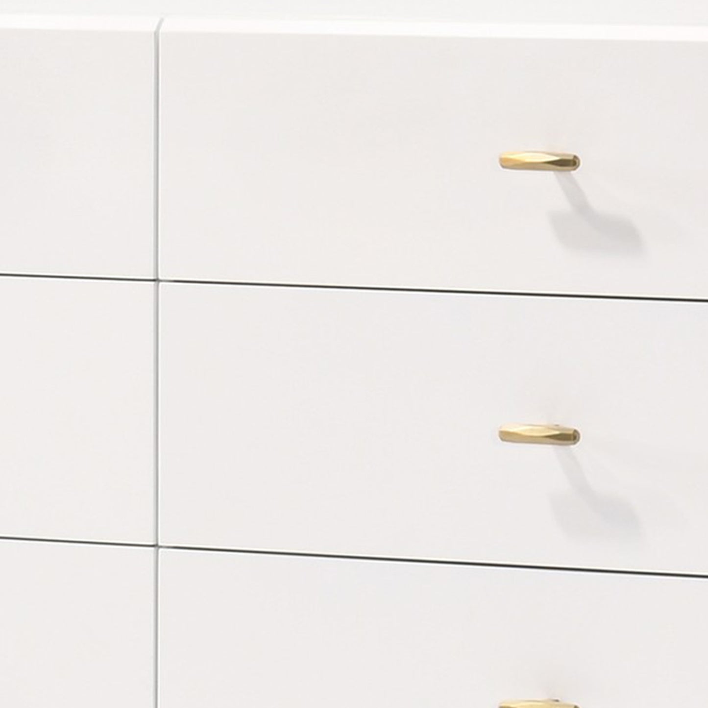 6 Drawer Wooden Dresser with Metal Hairpin Legs, White and Gold By Benzara | Dressers | Modishstore - 2