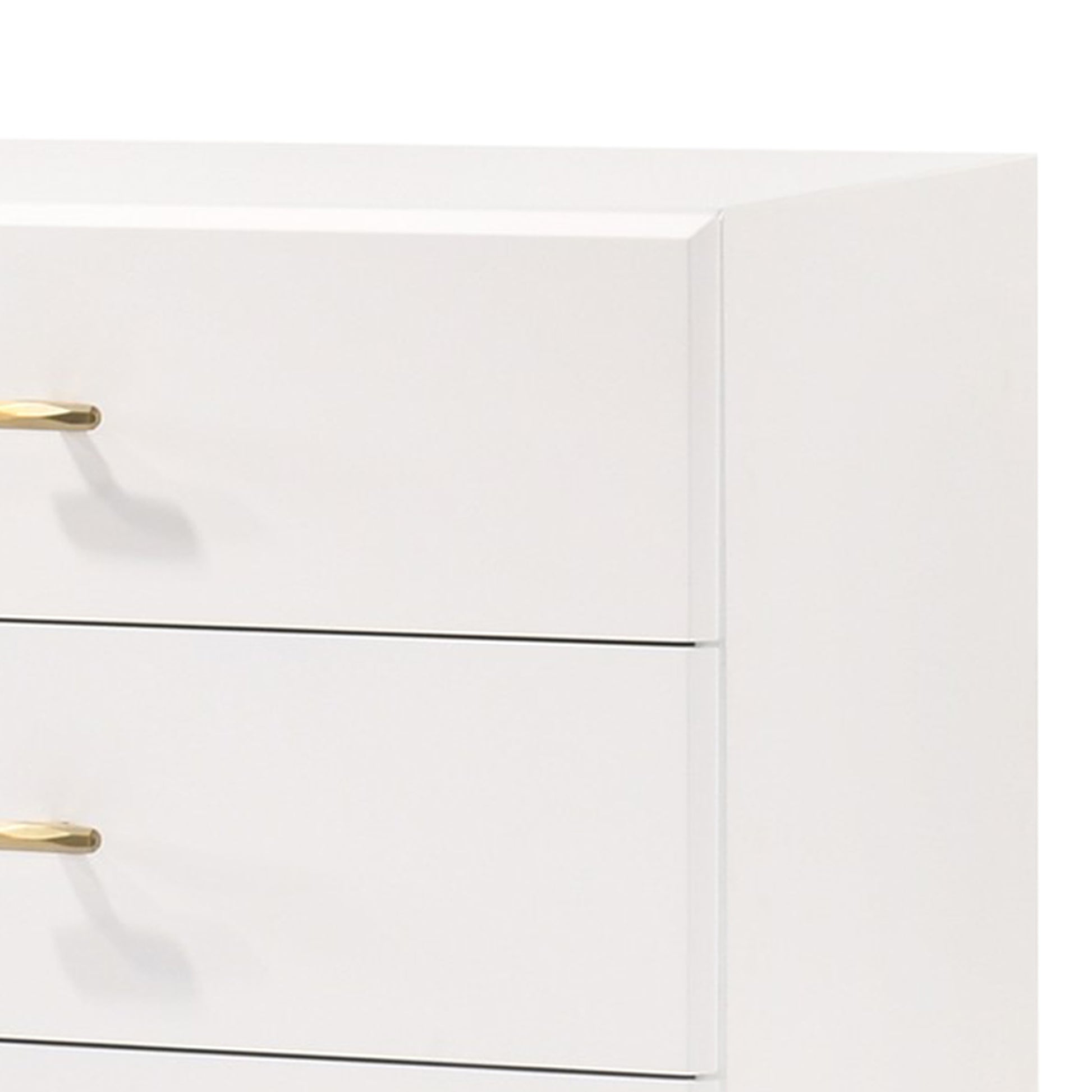 6 Drawer Wooden Dresser with Metal Hairpin Legs, White and Gold By Benzara | Dressers | Modishstore - 4