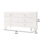 6 Drawer Wooden Dresser with Metal Hairpin Legs, White and Gold By Benzara | Dressers | Modishstore - 5