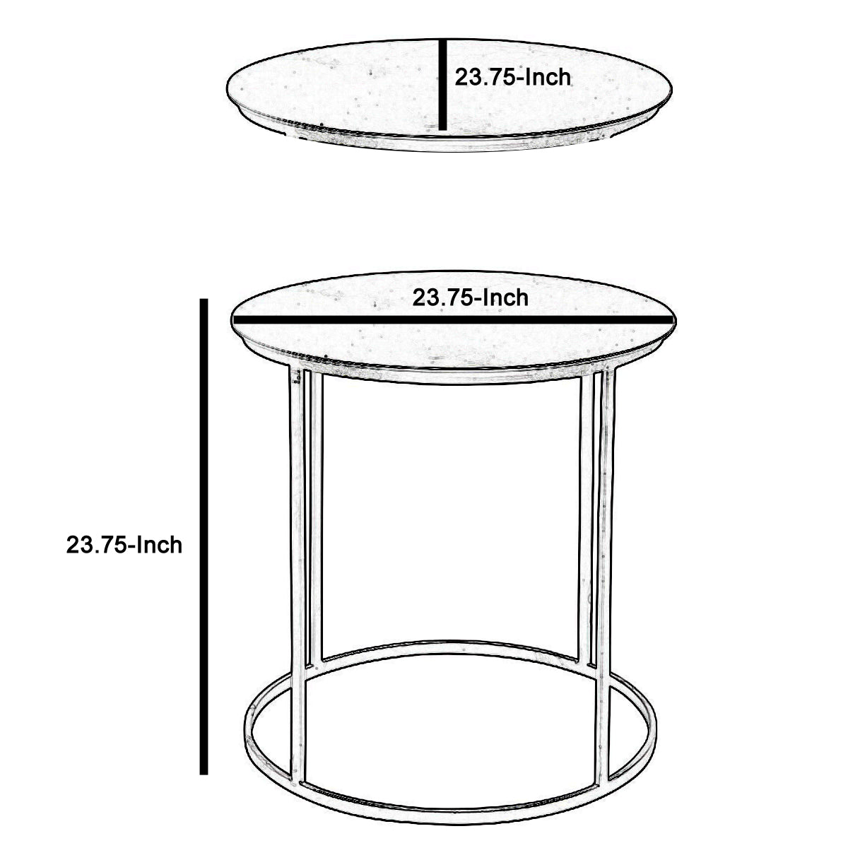 Round Metal Frame Side Table with Tubular Legs, Black By Benzara | End Tables | Modishstore - 2