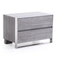 2 Drawer Rectangular Nightstand with Stainless Steel Legs, Gray By Benzara | Nightstands | Modishstore