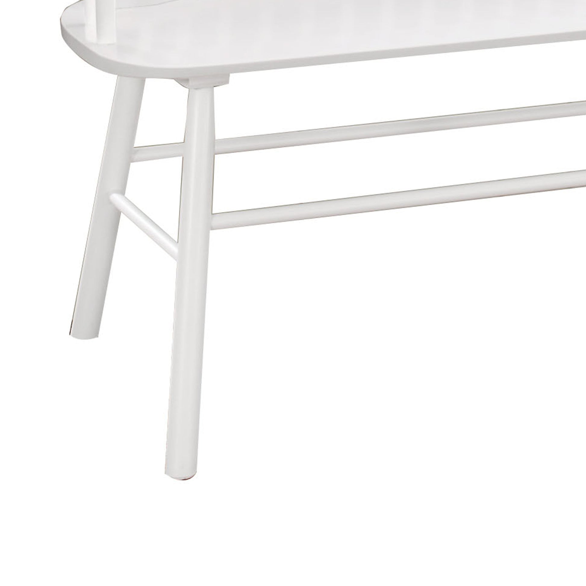 Transitional Curved Design Spindle Back Bench with Splayed Legs,White By Benzara | Benches | Modishstore - 3