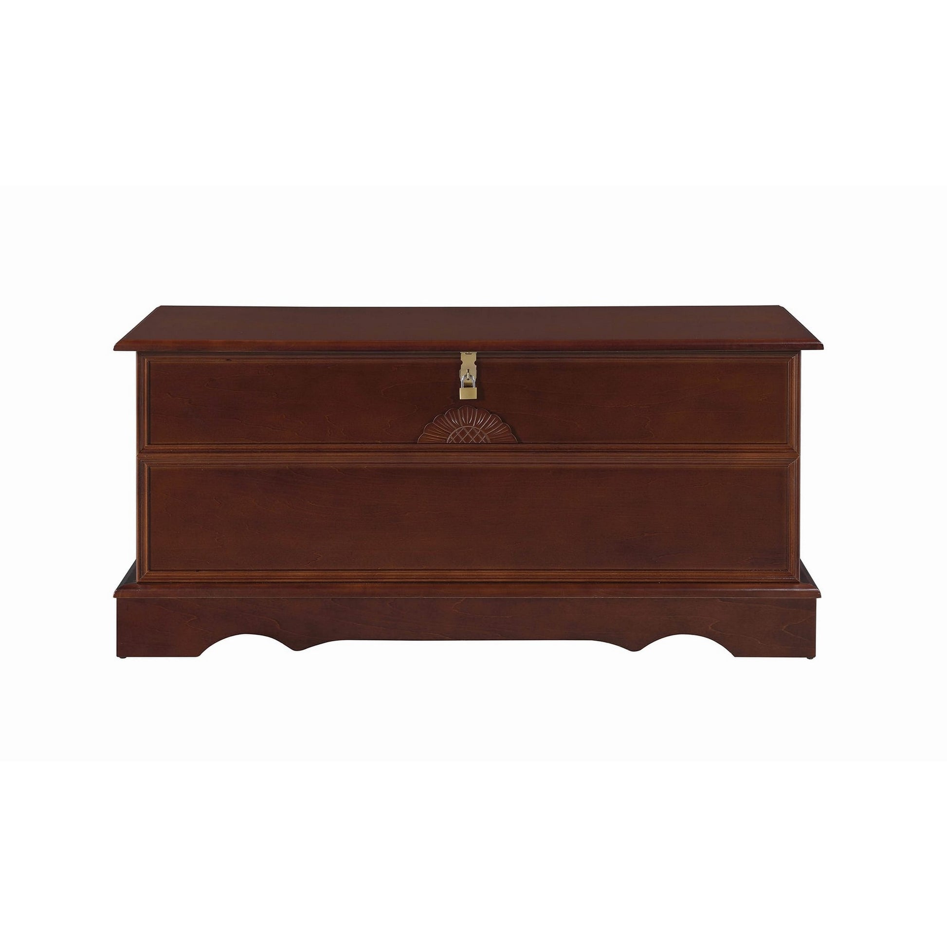 Traditional Style Lift Top Wooden Chest with Locking Lid, Dark Brown By Benzara | Cabinets | Modishstore - 4