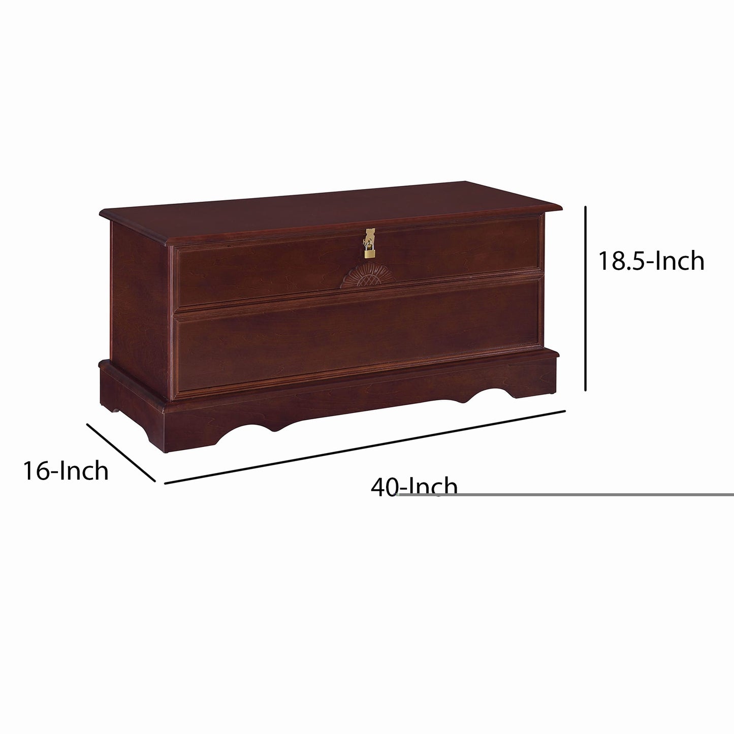 Traditional Style Lift Top Wooden Chest with Locking Lid, Dark Brown By Benzara | Cabinets | Modishstore - 5