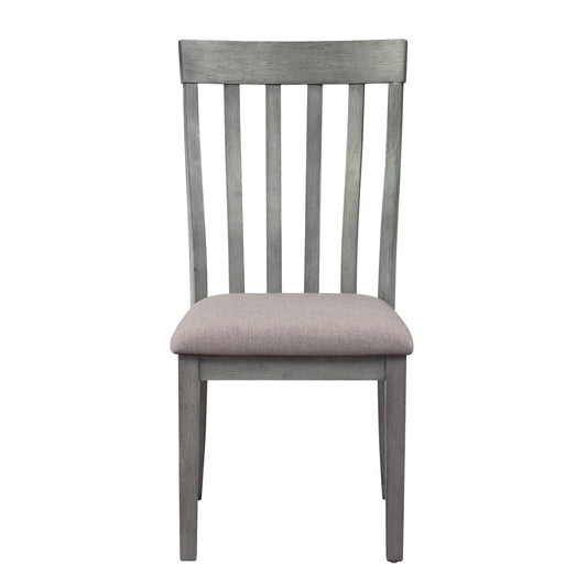 Vertical Slatted Curved Back Side Chair with Fabric Seat, Set of 2, Gray By Benzara | Accent Chairs | Modishstore