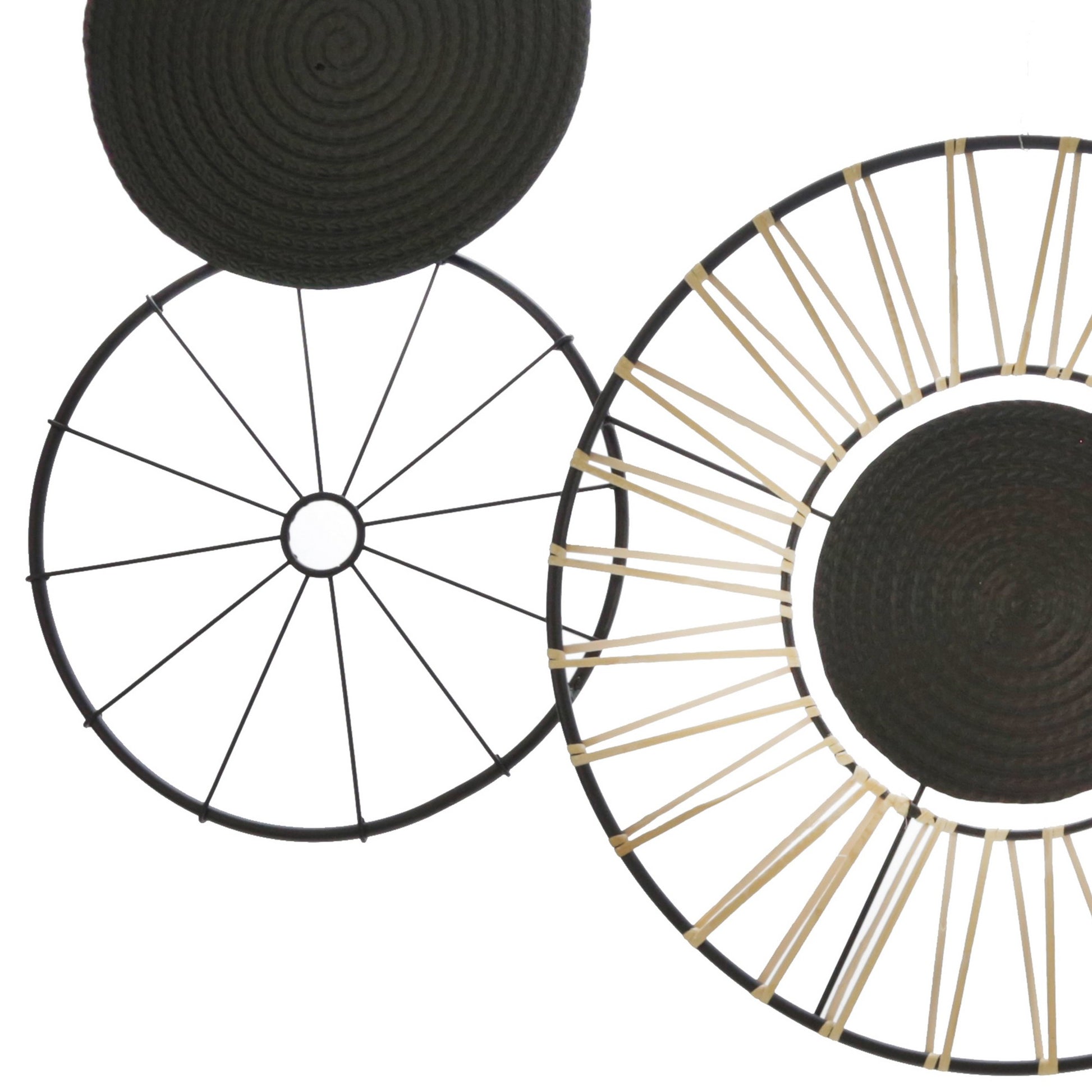 Circular 5 Piece Metal Wall Decor with Wheel and Plate Design, Black By Benzara | Wall Decor | Modishstore - 3