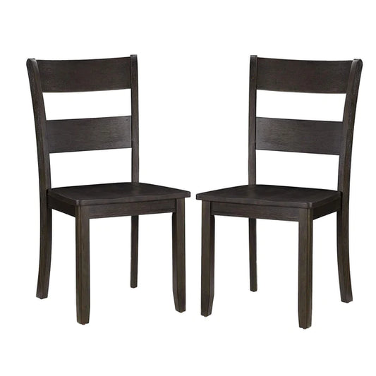 Transitional Wooden Side Chair with Ladder Backrest, Set of 2, Dark Brown - BM221384 By Benzara | Accent Chairs | Modishstore