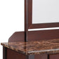 Wood and Faux Leather Vanity Set with Faux Marble Top, Brown By Benzara | Dressers | Modishstore - 4