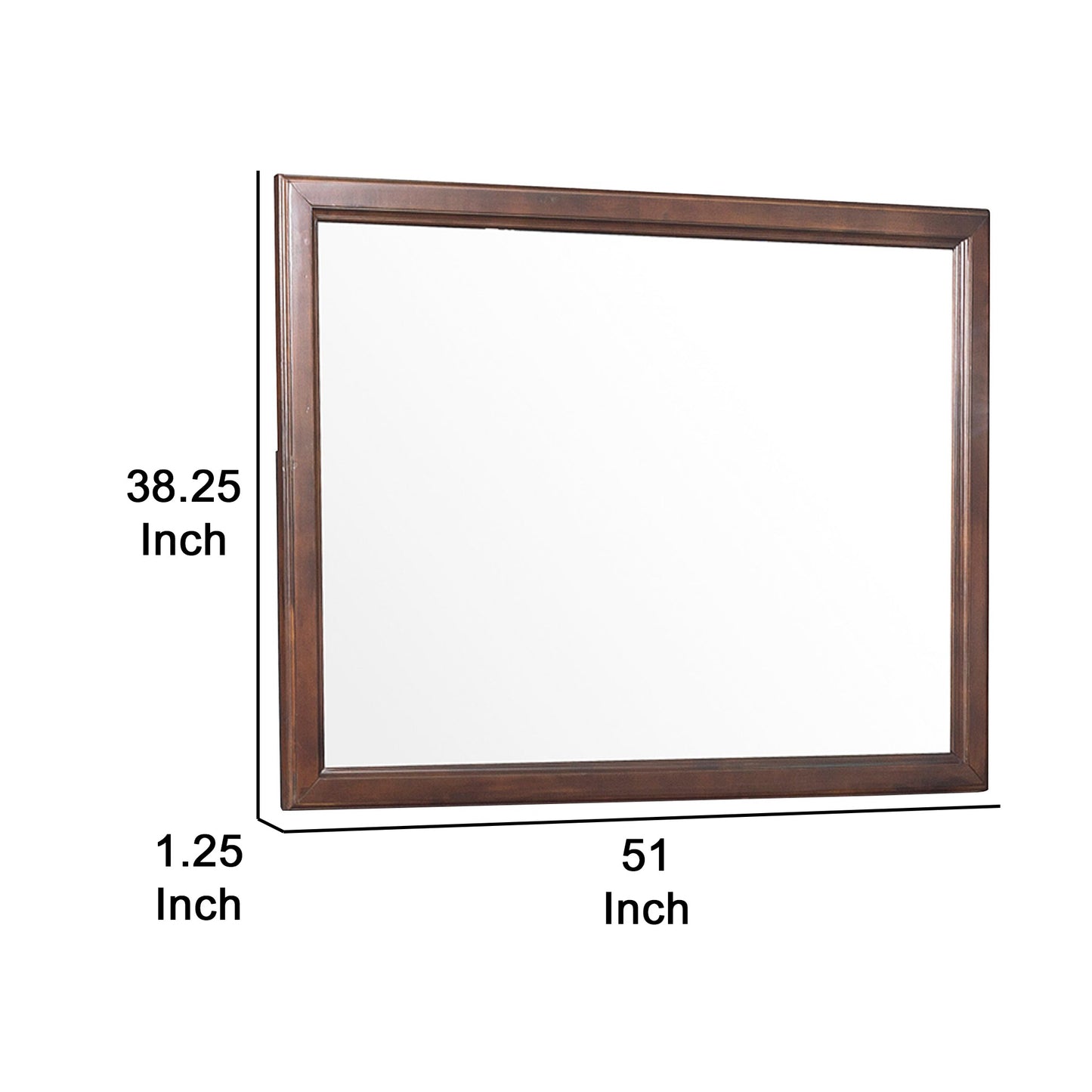 Wooden Square Mirror with Molded Details and Dual Texture, Brown By Benzara | Mirrors | Modishstore - 5