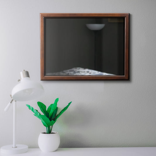 Wooden Square Mirror with Molded Details and Dual Texture, Brown By Benzara | Mirrors | Modishstore