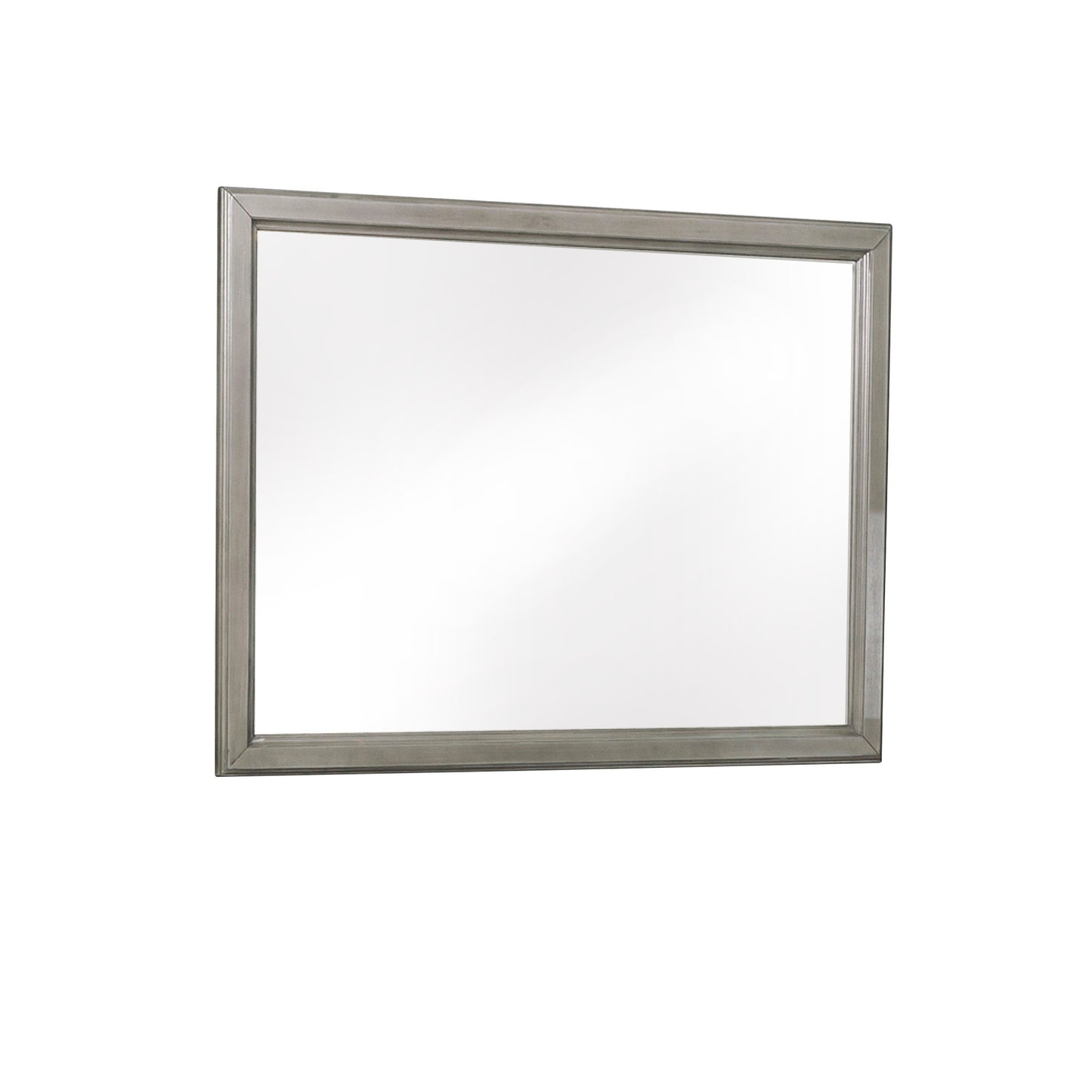 Wooden Square Mirror with Molded Details and Dual Texture, Gray By Benzara | Mirrors | Modishstore - 4