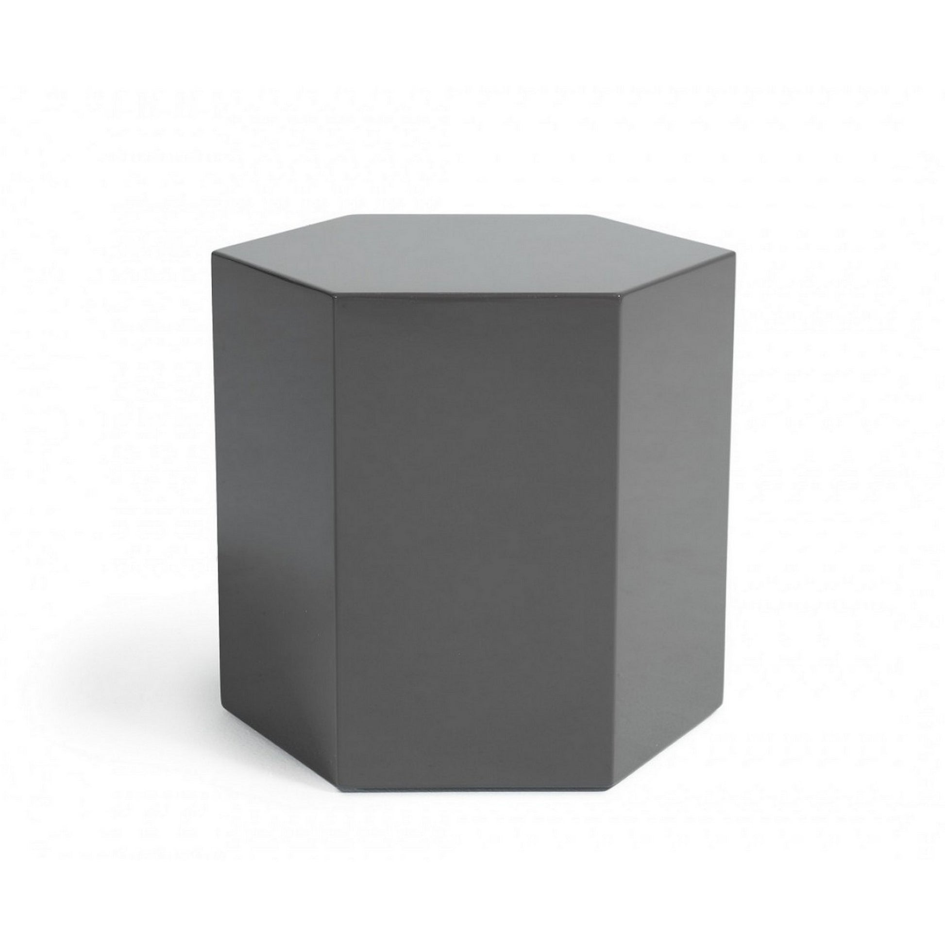 Contemporary High Gloss Hexagonal Wooden End Table, Medium, Gray By Benzara | End Tables | Modishstore