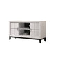 Wooden TV Stand with 2 Drawers and 2 Open Compartments, White and Black By Benzara | Cabinets | Modishstore