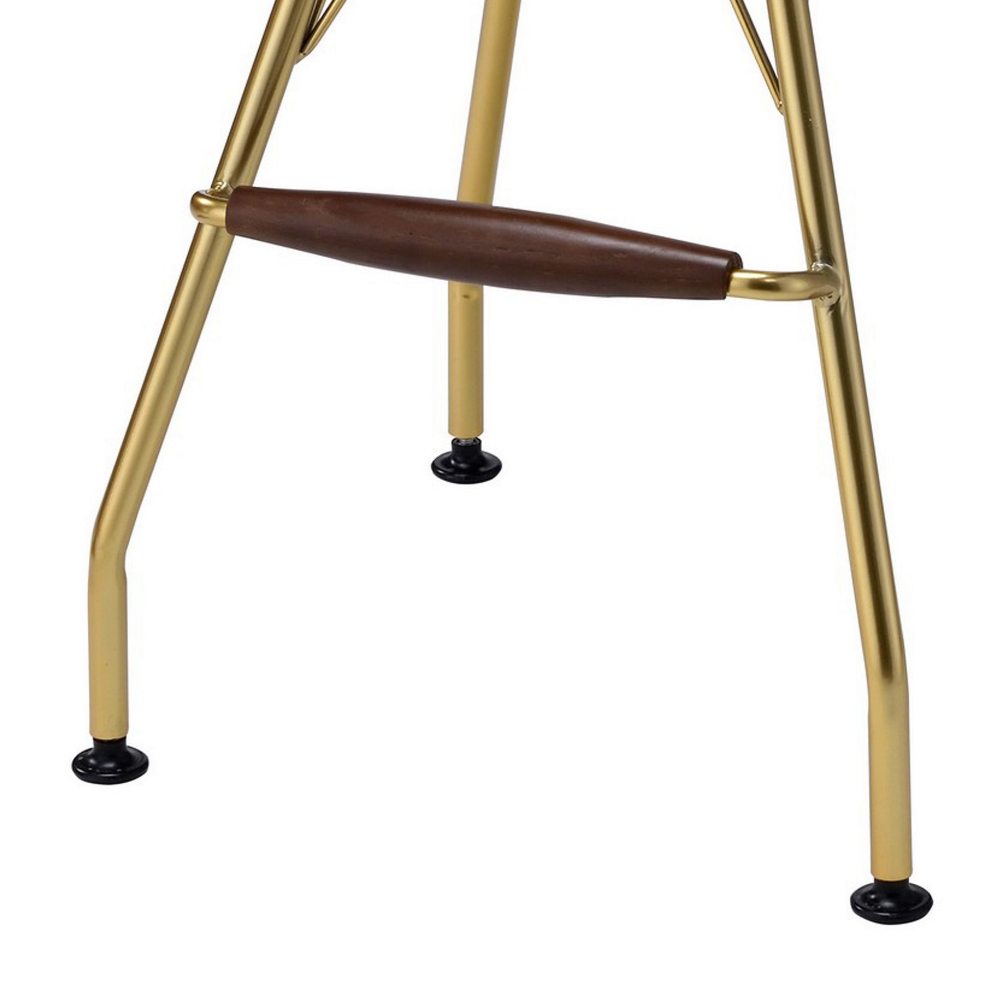 Metal Backless Barstool with Flared legs and Braces Support, Set of 2, Gold By Benzara | Accent Tables | Modishstore - 5