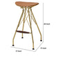 Metal Backless Barstool with Flared legs and Braces Support, Set of 2, Gold By Benzara | Accent Tables | Modishstore - 2