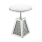 Round Mirrored Accent Table with Pedestal Base and Glass Top, Silver By Benzara | Accent Tables | Modishstore