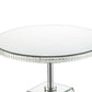 Round Mirrored Accent Table with Pedestal Base and Glass Top, Silver By Benzara | Accent Tables | Modishstore - 3