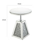 Round Mirrored Accent Table with Pedestal Base and Glass Top, Silver By Benzara | Accent Tables | Modishstore - 5