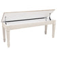 Rectangular Wooden Bench with Under seat Storage, Antique White and Brown By Benzara | Benches | Modishstore - 3