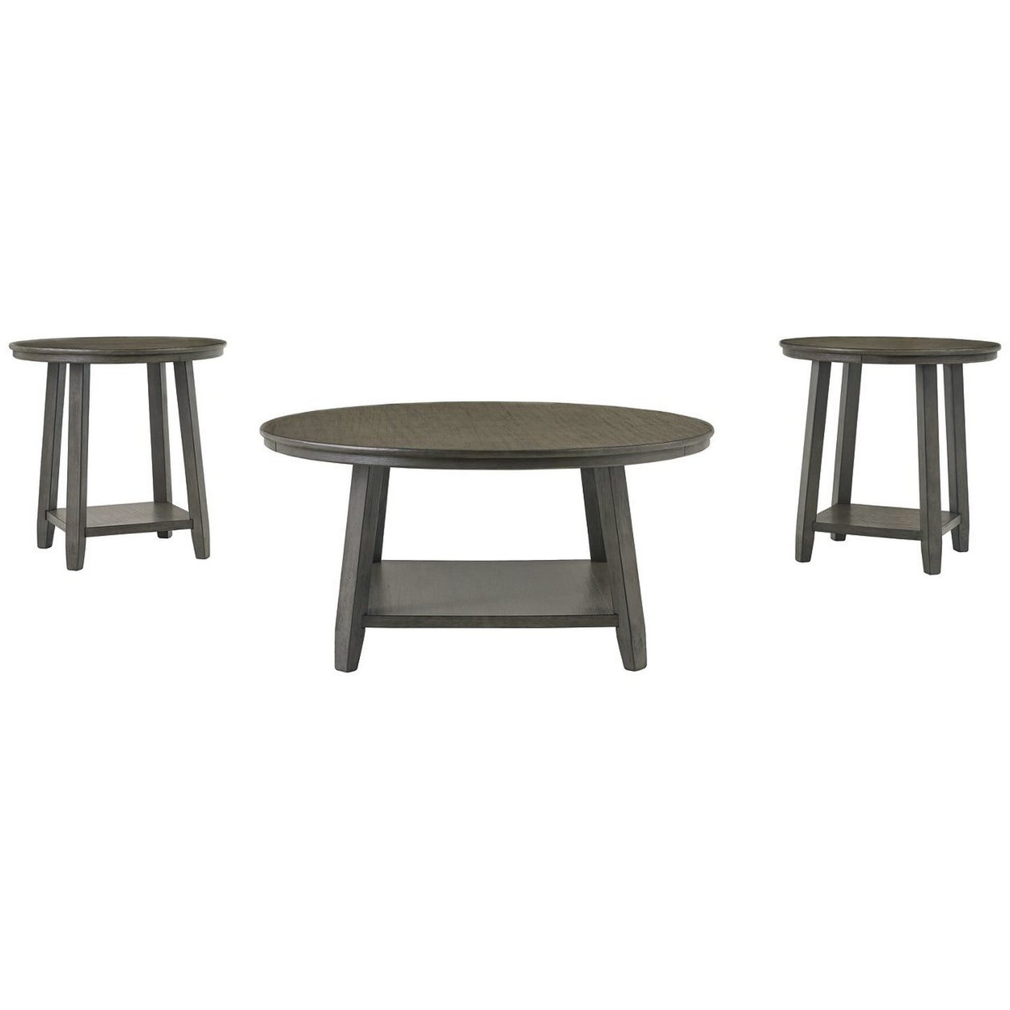 3 Piece Occasional Table Set with Open Bottom Shelf, Antique Gray By Benzara | End Tables | Modishstore