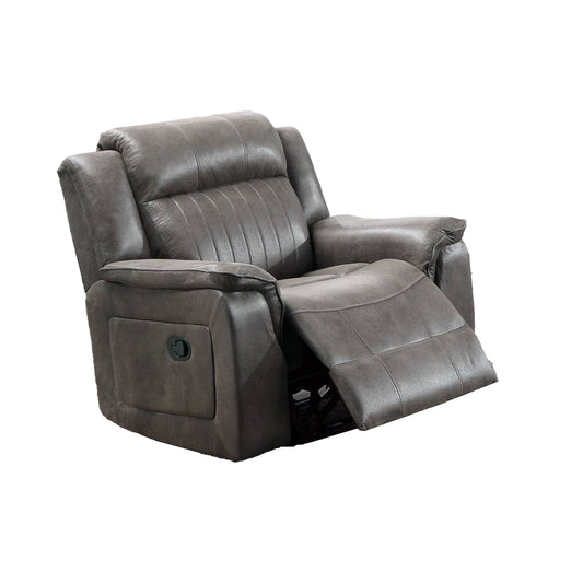 Fabric Manual Recliner Chair with Pillow Top Arms, Gray By Benzara | Recliners | Modishstore