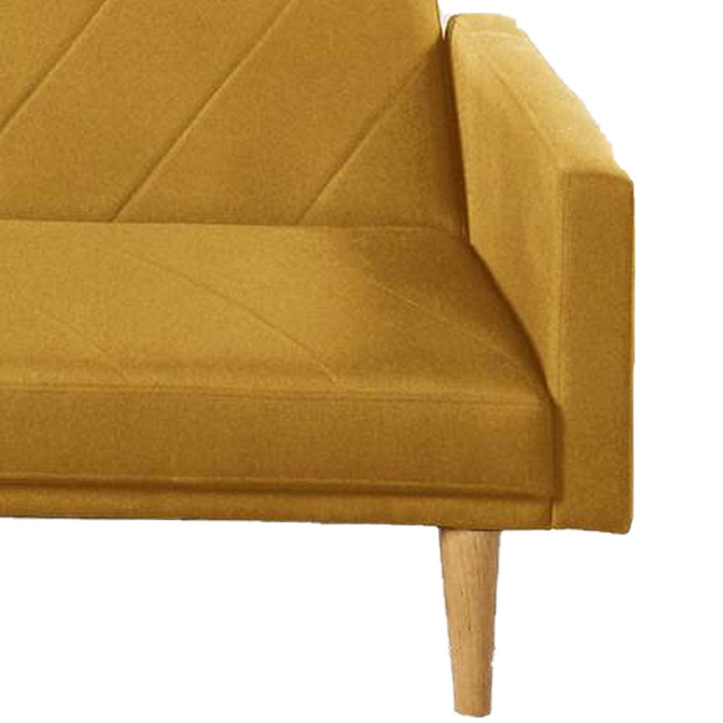 Fabric Adjustable Sofa with Chevron Pattern and Splayed Legs, Yellow By Benzara | Sofas | Modishstore - 5