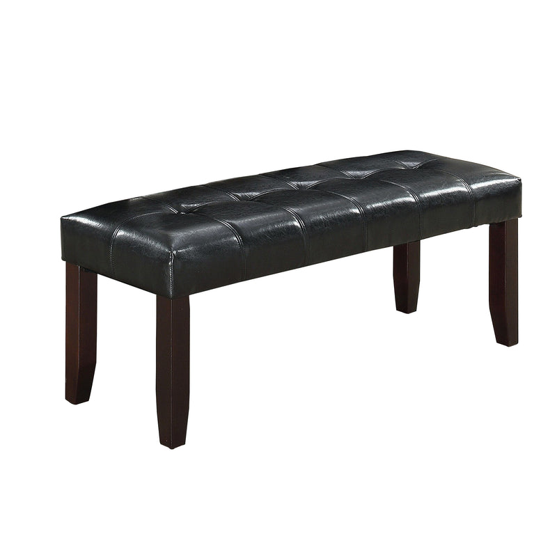 Dining Bench with Faux Leather Upholstery and Chamfered Feet, Black By Benzara | Benches | Modishstore