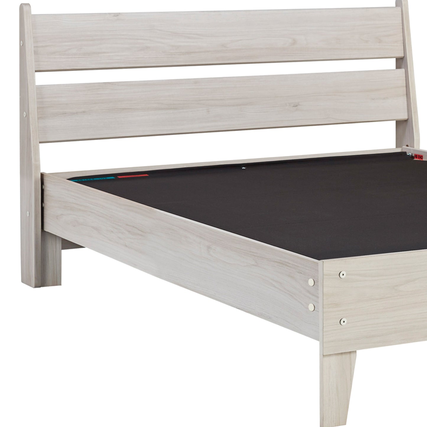 Wooden Twin Platform Bed with Grains, Off White By Benzara | Bedroom Sets | Modishstore - 2