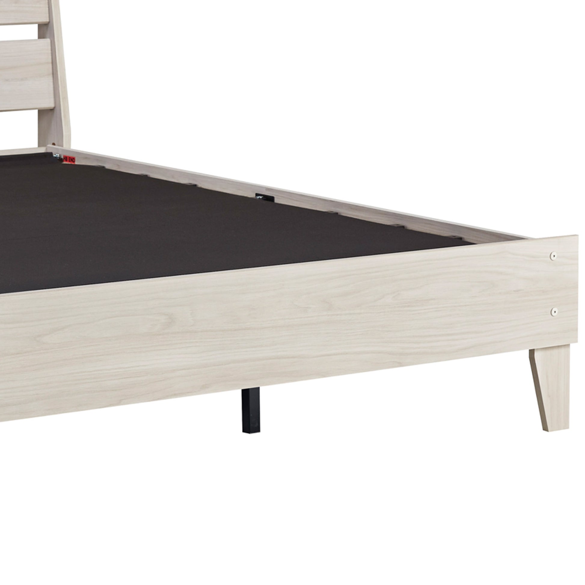 Wooden Twin Platform Bed with Grains, Off White By Benzara | Bedroom Sets | Modishstore - 3