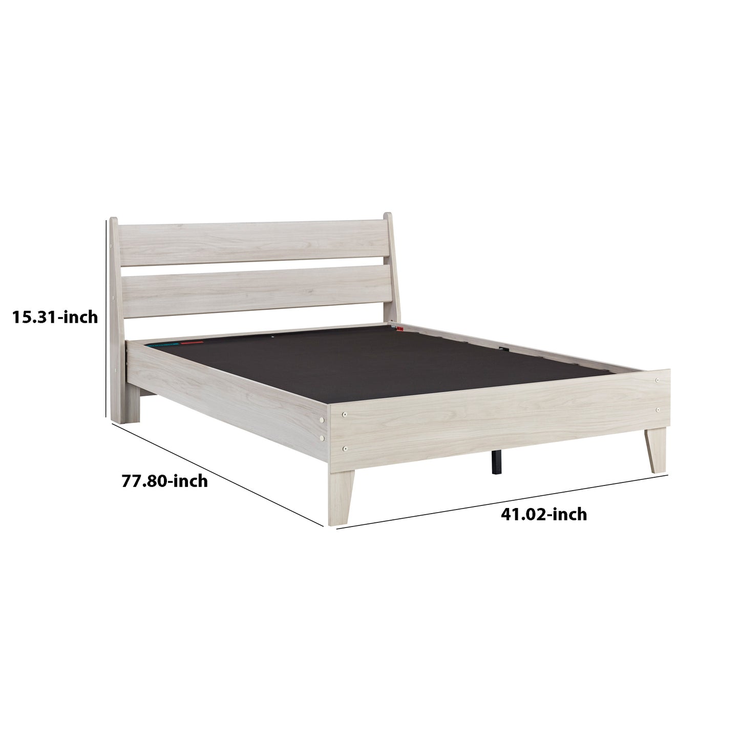 Wooden Twin Platform Bed with Grains, Off White By Benzara | Bedroom Sets | Modishstore - 5