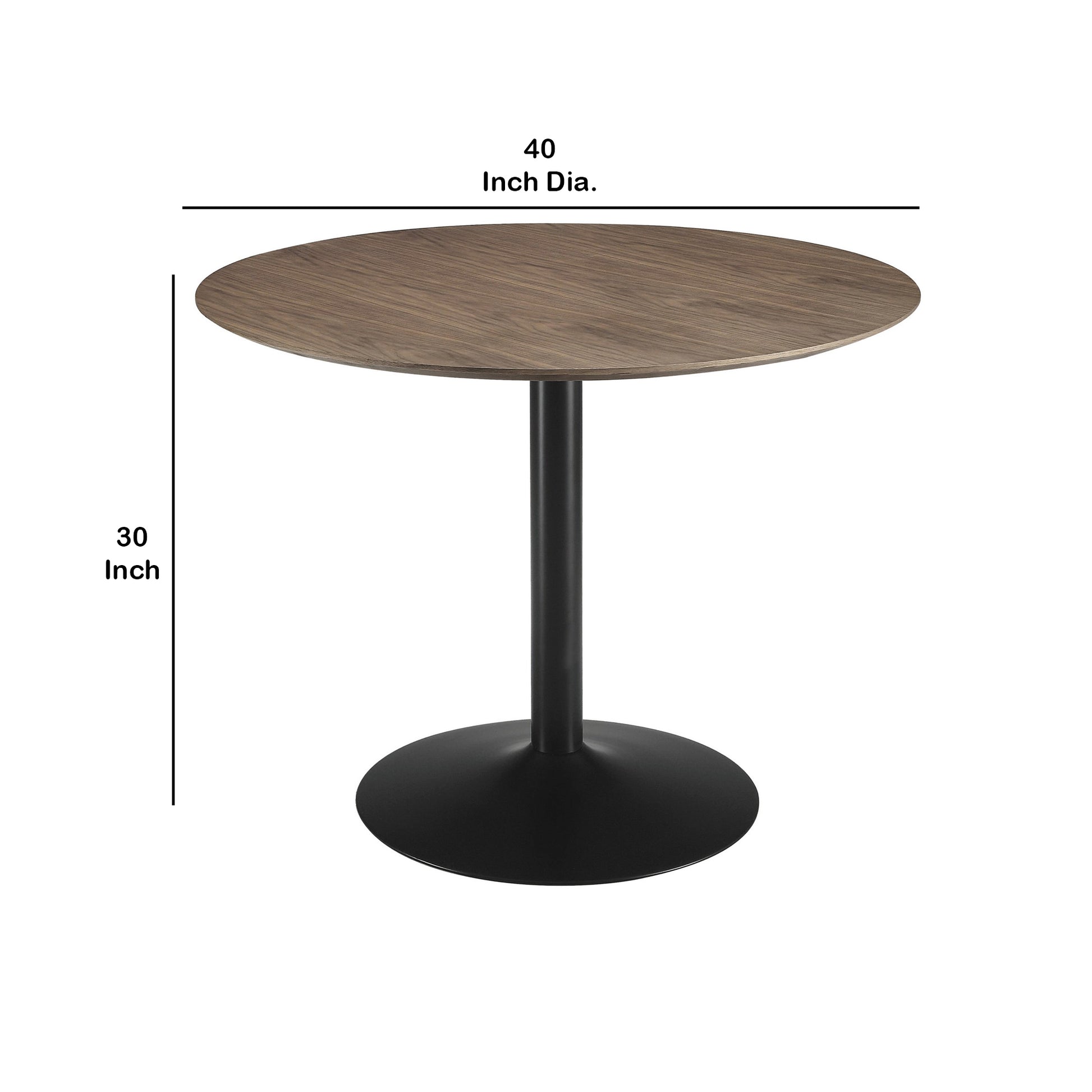 30 Inch Round Wooden Top Modern Dining Table, Black and Brown By Benzara | Dining Tables | Modishstore - 5